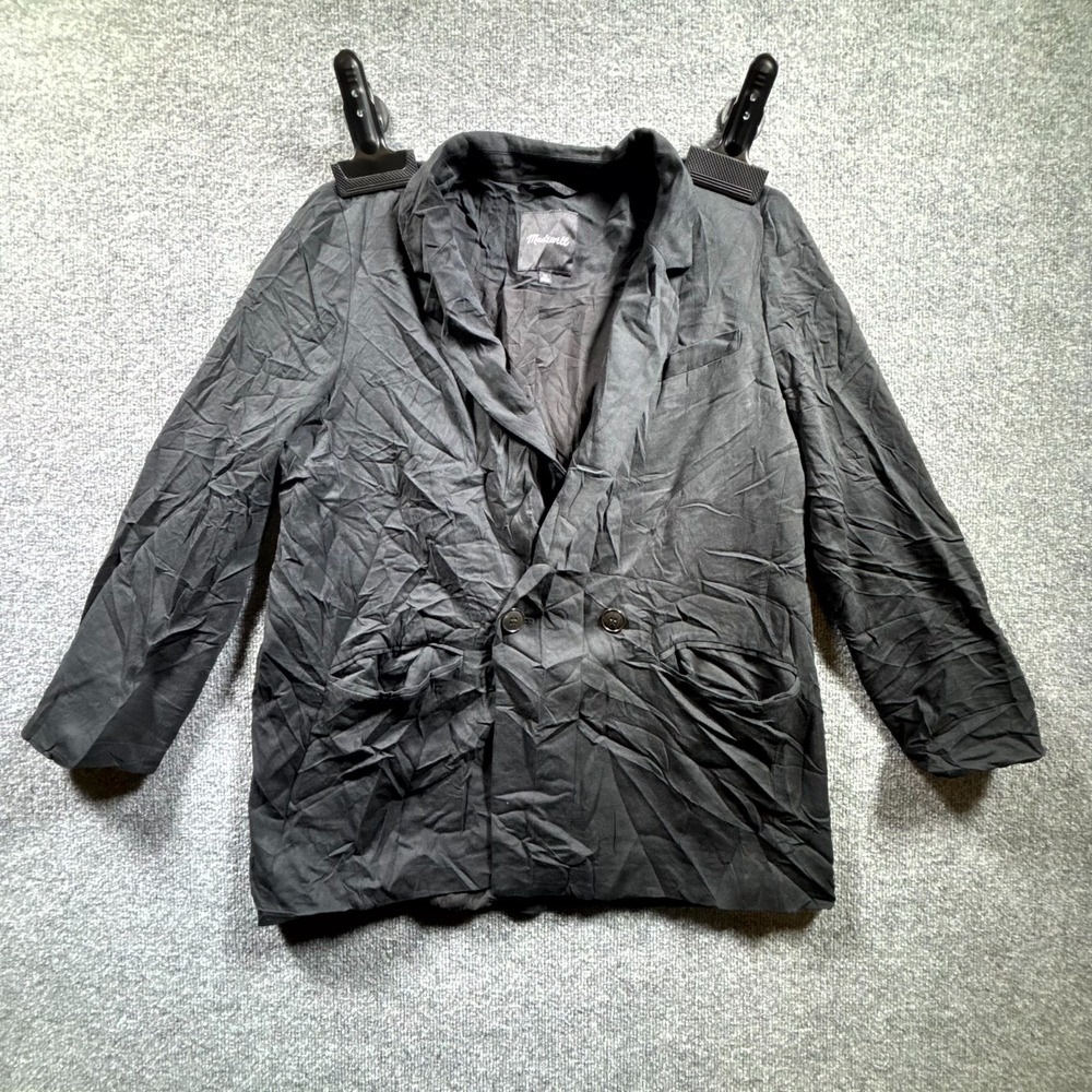 Madewell Drapeweave Caldwell Boyfriend Blazer Women's XL Black Double-Breasted
